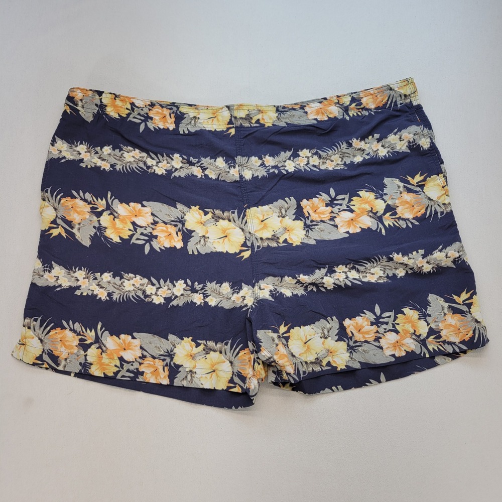 Tommy Bahama Swim Trunks Mens L Navy Blue Tropical Hibiscus Floral Mesh Lined 5"